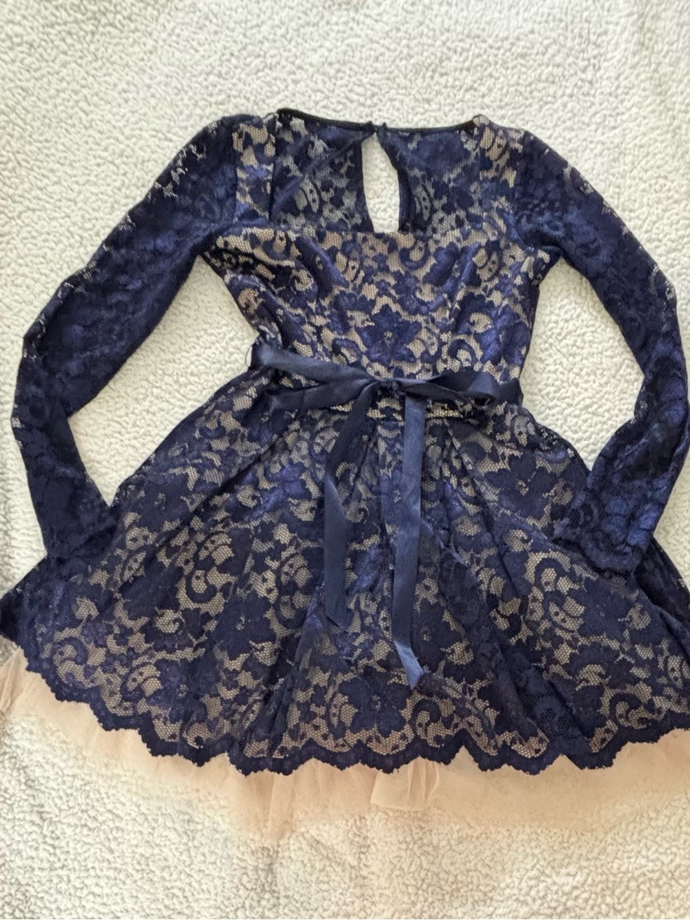 Royalty For Me Navy and Beige Lace Tulle Party Dress for Girls